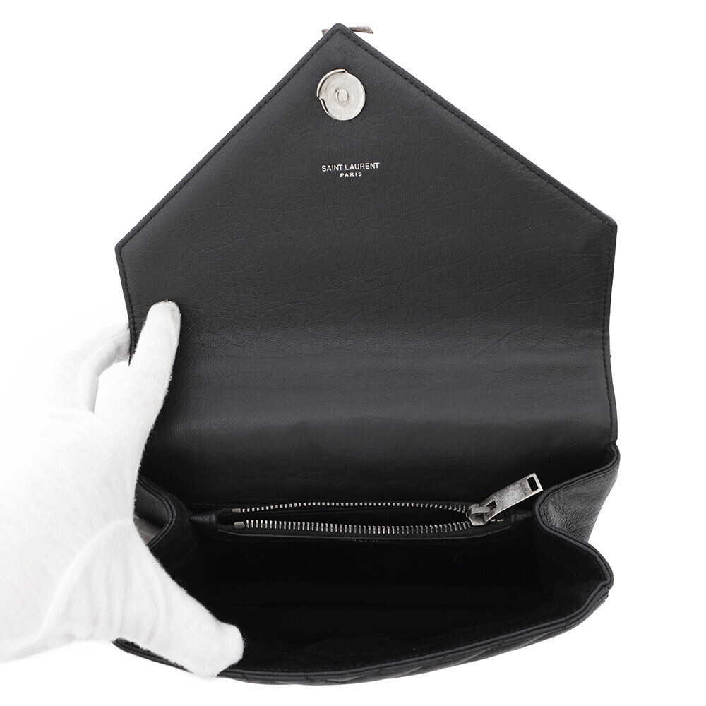 Saint Laurent Paris Handbag College Leather Chain Shoulder Bag Black - Picture 6 of 12